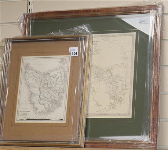 Two 19th century framed maps, including Western Australia/Van Dieman Island,